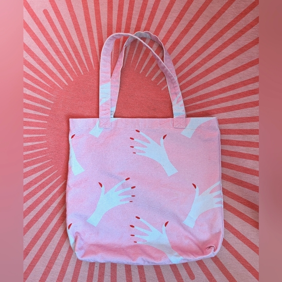 Hayley Elsaesser hand print pink tote bag - Picture 1 of 2